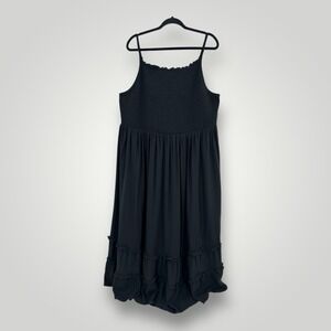 NEW $68 Torrid Challis Smocked Black Midi Dress Plus 4 4X Adjustable Straps NWT